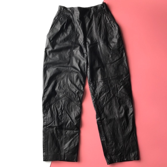 Vintage Pants - Dominic Bellissimo Baggy High Waist Leather Pants
